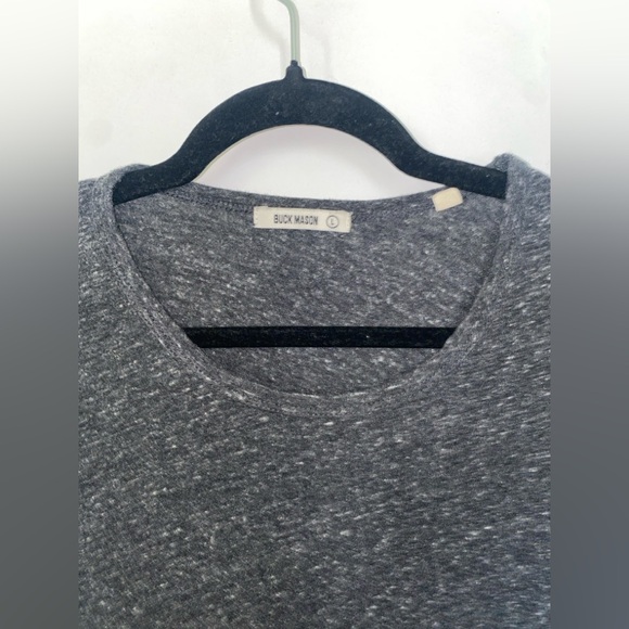 Heather Grey / Black Pima Curved Hem Long-Sleeve Tee - Picture 2 of 3